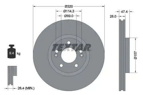 спирачен диск TEXTAR 92237805