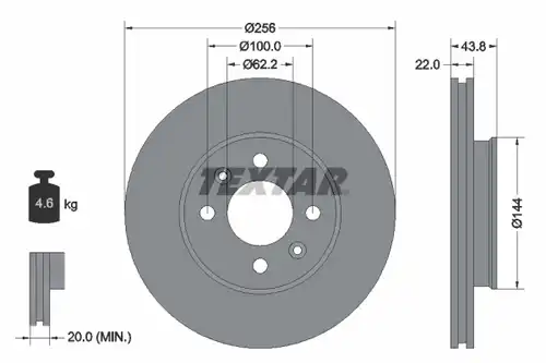 спирачен диск TEXTAR 92237903