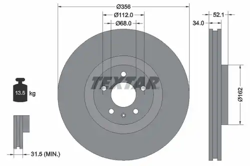 спирачен диск TEXTAR 92238205