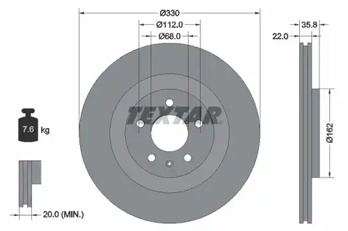 спирачен диск TEXTAR 92238305