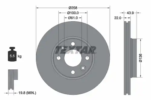 спирачен диск TEXTAR 92241503