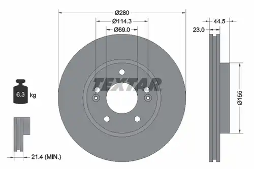 спирачен диск TEXTAR 92243103