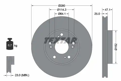 спирачен диск TEXTAR 92252503