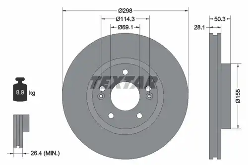 спирачен диск TEXTAR 92253603