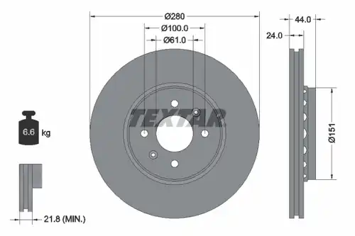 спирачен диск TEXTAR 92254603