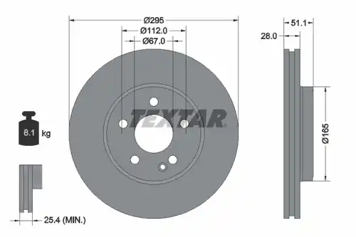 спирачен диск TEXTAR 92254803