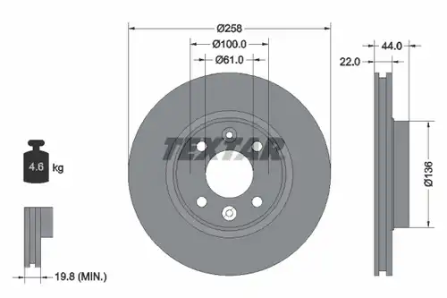 спирачен диск TEXTAR 92255203