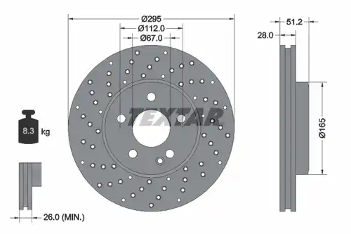 спирачен диск TEXTAR 92257505