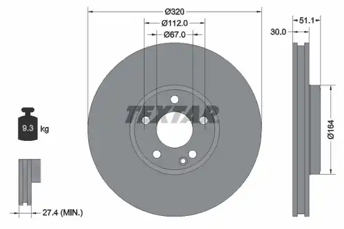 спирачен диск TEXTAR 92258003