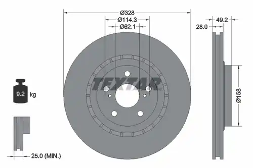 спирачен диск TEXTAR 92259403