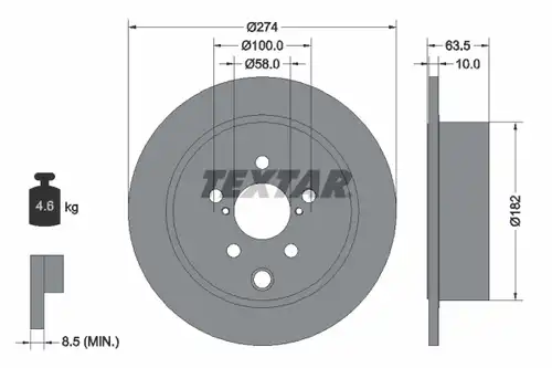 спирачен диск TEXTAR 92262003