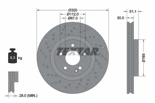 спирачен диск TEXTAR 92262105