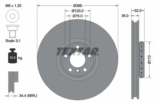 спирачен диск TEXTAR 92266425