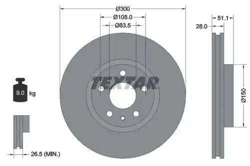 спирачен диск TEXTAR 92268603