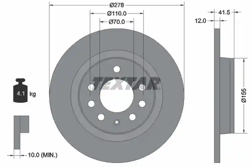 спирачен диск TEXTAR 92270503