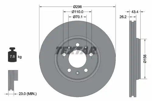 спирачен диск TEXTAR 92270605