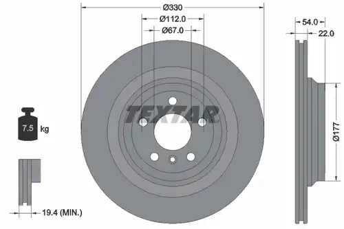 спирачен диск TEXTAR 92273505