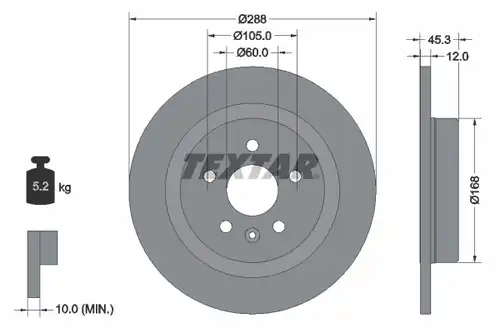 спирачен диск TEXTAR 92275203