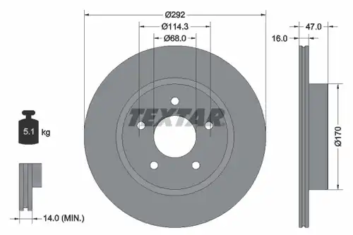 спирачен диск TEXTAR 92278103