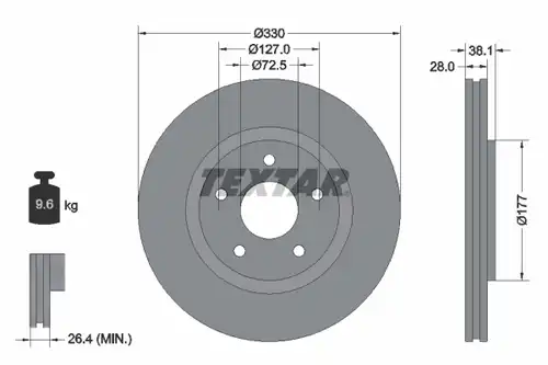 спирачен диск TEXTAR 92278903