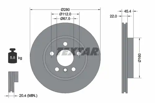 спирачен диск TEXTAR 92279203