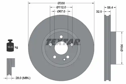 спирачен диск TEXTAR 92279403