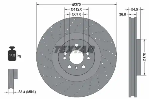 спирачен диск TEXTAR 92279805