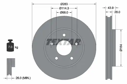 спирачен диск TEXTAR 92280103