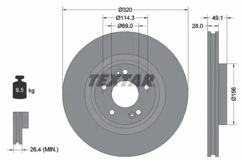 спирачен диск TEXTAR 92281803