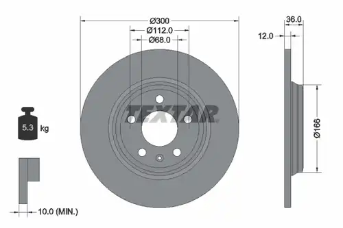 спирачен диск TEXTAR 92282803