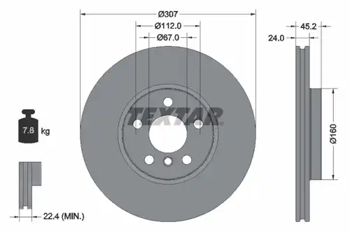 спирачен диск TEXTAR 92283603