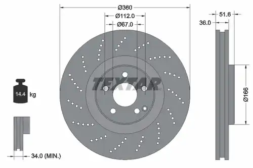 спирачен диск TEXTAR 92283905