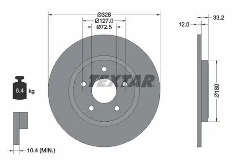 спирачен диск TEXTAR 92286003