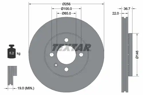 спирачен диск TEXTAR 92287003