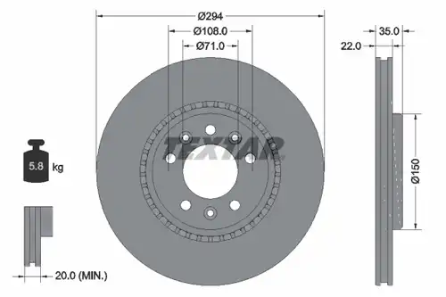 спирачен диск TEXTAR 92287103