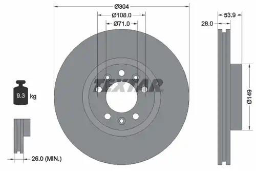 спирачен диск TEXTAR 92287203