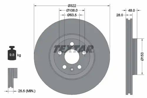 спирачен диск TEXTAR 92287405