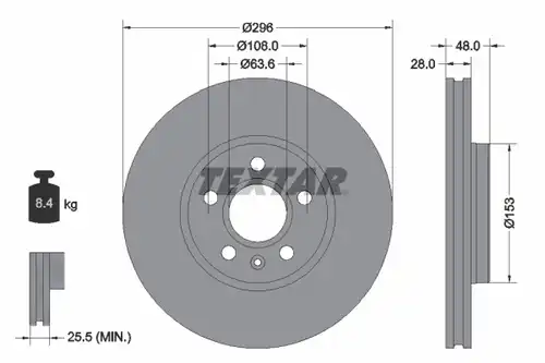 спирачен диск TEXTAR 92287505