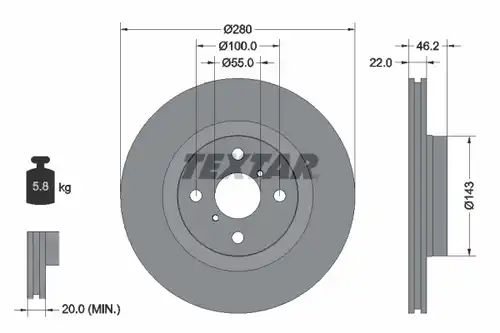 спирачен диск TEXTAR 92287603