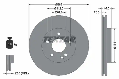 спирачен диск TEXTAR 92287705