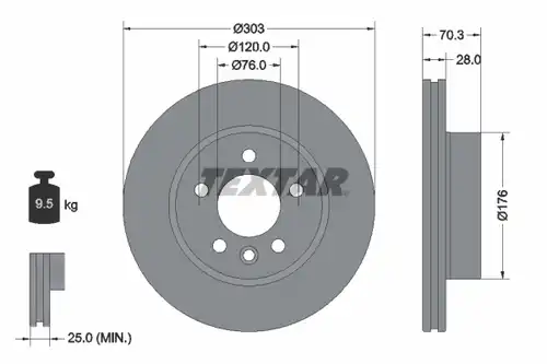 спирачен диск TEXTAR 92288403