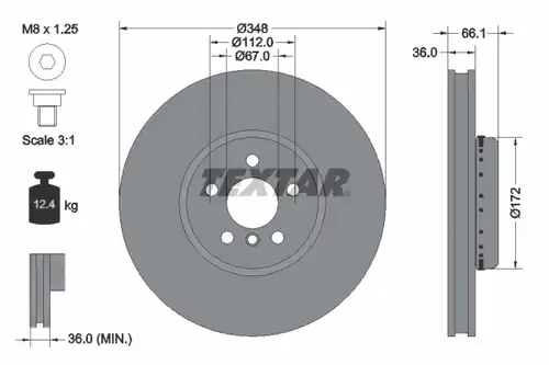 спирачен диск TEXTAR 92288825