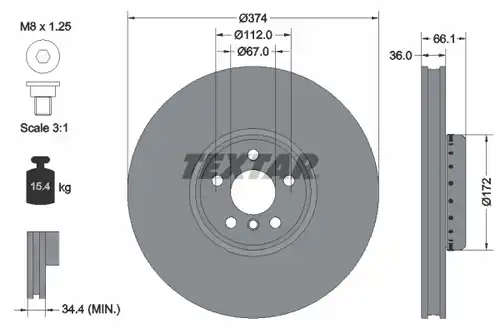 спирачен диск TEXTAR 92290225