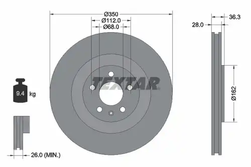 спирачен диск TEXTAR 92290405