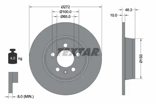 спирачен диск TEXTAR 92292003