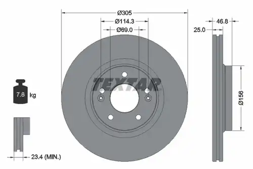 спирачен диск TEXTAR 92292203