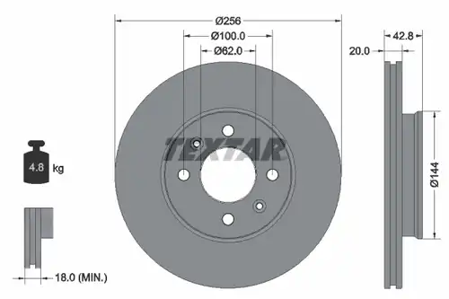 спирачен диск TEXTAR 92295403