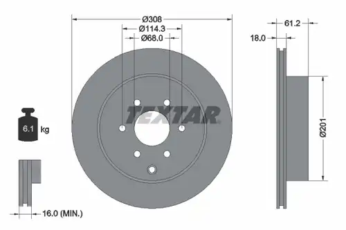 спирачен диск TEXTAR 92296403