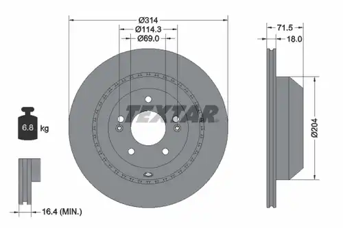 спирачен диск TEXTAR 92300803