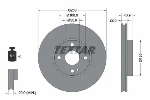 спирачен диск TEXTAR 92300903